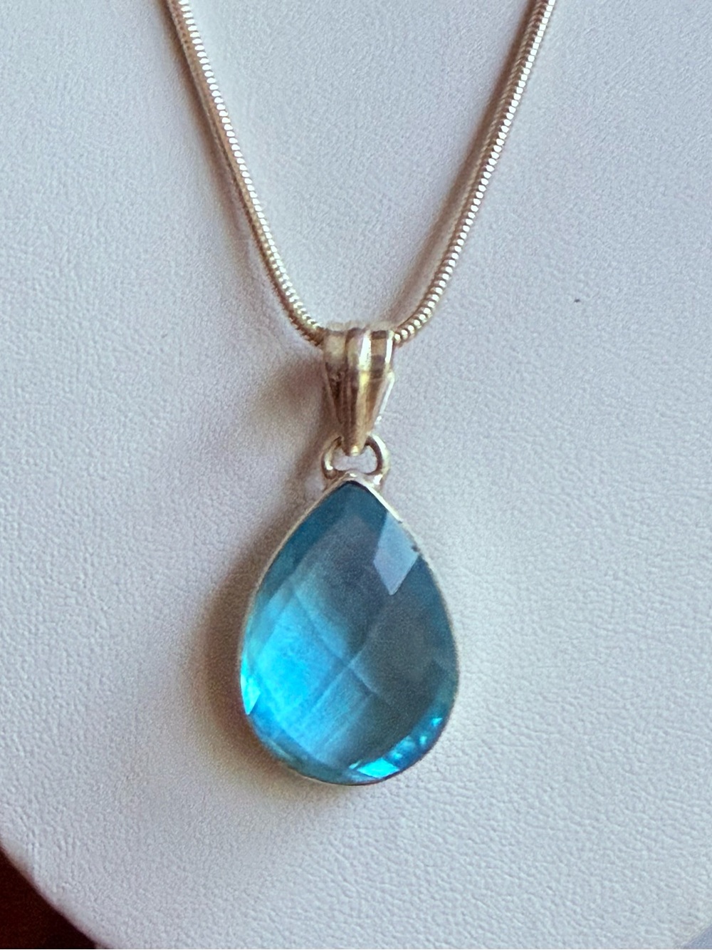 Estate Blue Teardrop Pendant Necklace